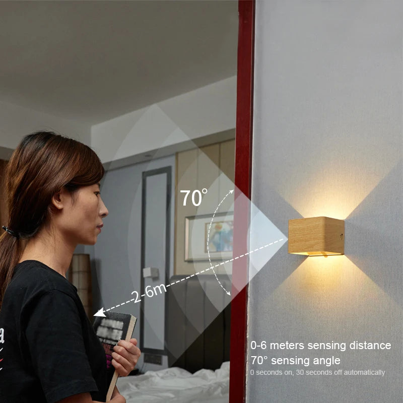 USB Rechargeable LED Wall Light Human Induction Sensor Wireless Wall Lamp Cordless Sconce Night Lamp For Bedside Bedroom Hallway